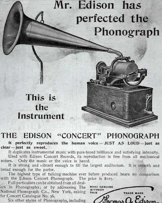 Framed Print : Ad For Phonograph W / Illus & Text Framed Print : Ad For Phonograph W / Illus & Text