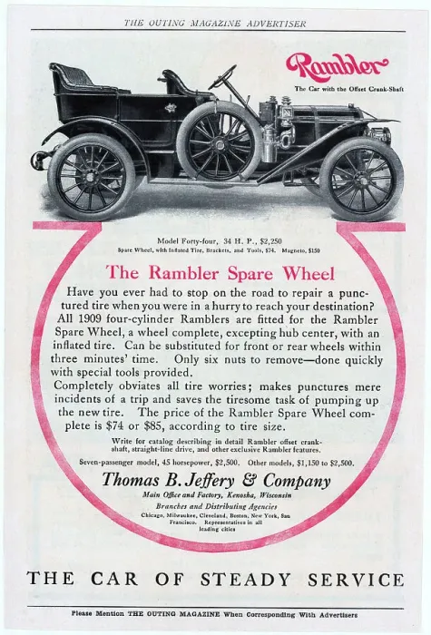 Framed Print : Advertisement for The Rambler Auto with Spare Tire