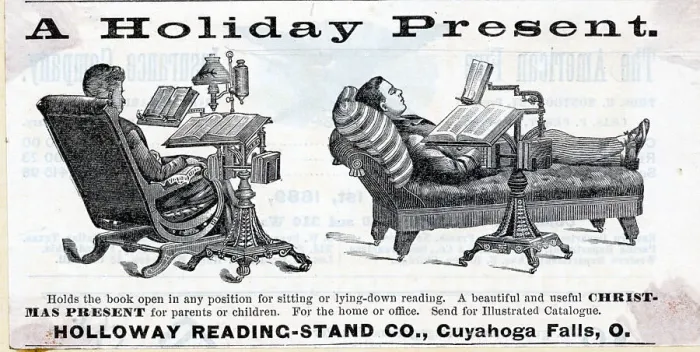 Framed Print : Ad For Reading Stand; Man Reclining Framed Print : Ad For Reading Stand; Man Reclining