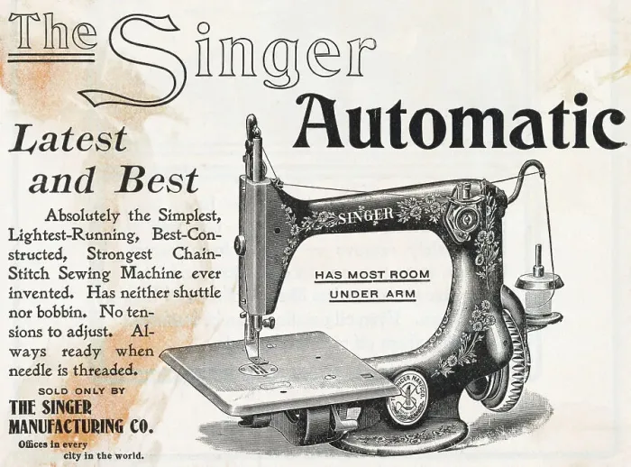Framed Print : Advertisement for Singer Automatic Sewing Machine Framed Print : Advertisement for Singer Automatic Sewing Machine