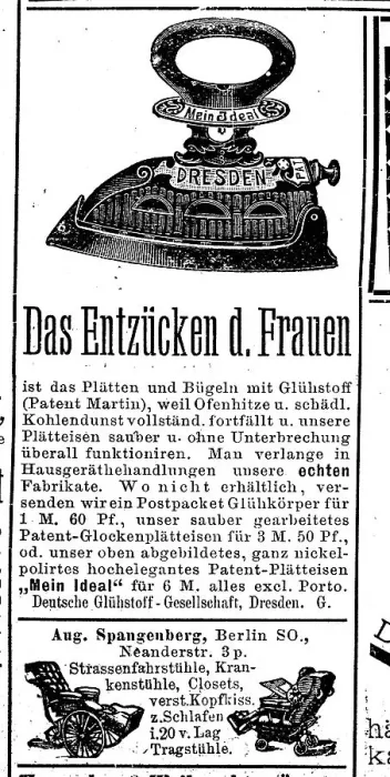 Framed Print : Advertisement of the Spangenberg company for irons, 1890, Germany, Historic, digitally restored reproduction of an original from the 19th century, exact original date unknown