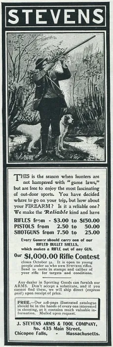Framed Print : Ad For Stevens Firearms Framed Print : Ad For Stevens Firearms