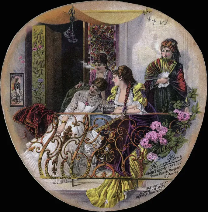 Framed Print : Ad W / Illus. Of Women On Balcony Smoking Framed Print : Ad W / Illus. Of Women On Balcony Smoking