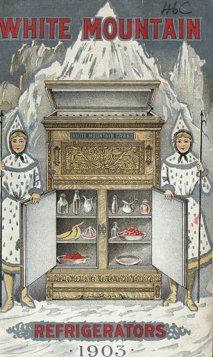 Framed Print : Advertisement for White Mountain Refrigerators