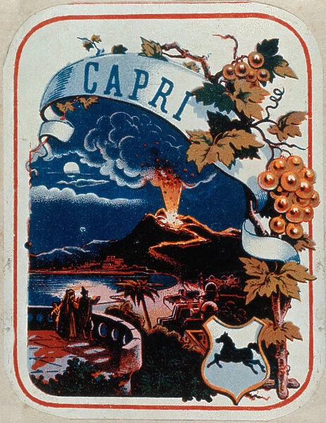 Advertisement for Wine with Mt. Vesuvius Erupting