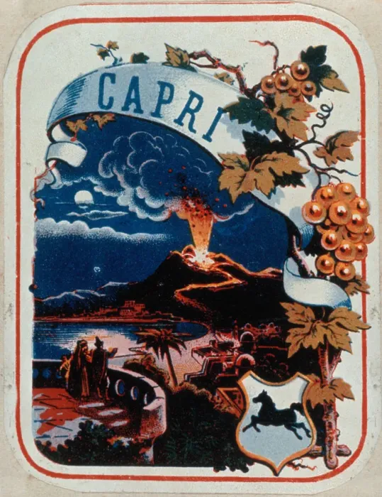 Framed Print : Advertisement for Wine with Mt. Vesuvius Erupting Framed Print : Advertisement for Wine with Mt. Vesuvius Erupting