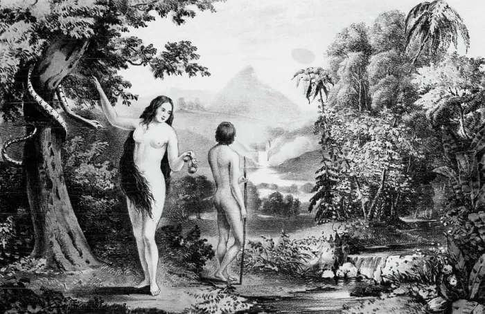 Framed Print : Adam and Eve in Garden of Eden Framed Print : Adam and Eve in Garden of Eden
