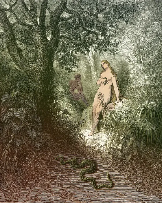 Framed Print : Adam And Eve And The Snake Framed Print : Adam And Eve And The Snake