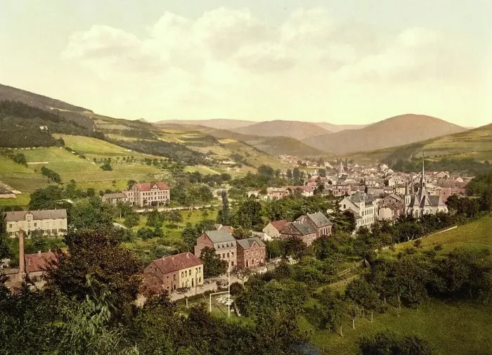 Framed Print : Adenau im Ahrtal, Rhineland-Palatinate, Germany, Historical, Photochrome print from the 1890s Framed Print : Adenau im Ahrtal, Rhineland-Palatinate, Germany, Historical, Photochrome print from the 1890s