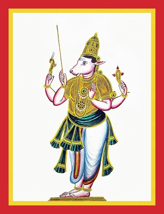 Framed Print : Adhikara Nandistands with a bull's head on a man's body Framed Print : Adhikara Nandistands with a bull's head on a man's body