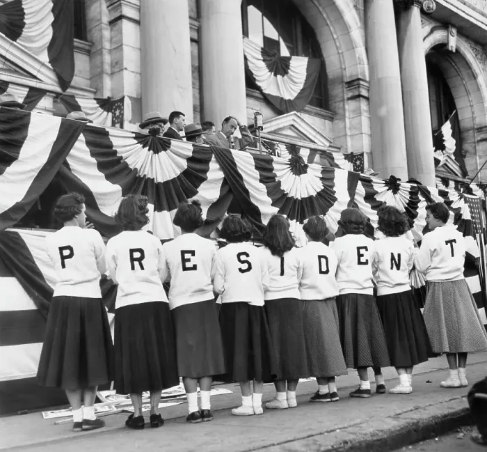 Framed Print : Adlai Stevenson During Campaign Address