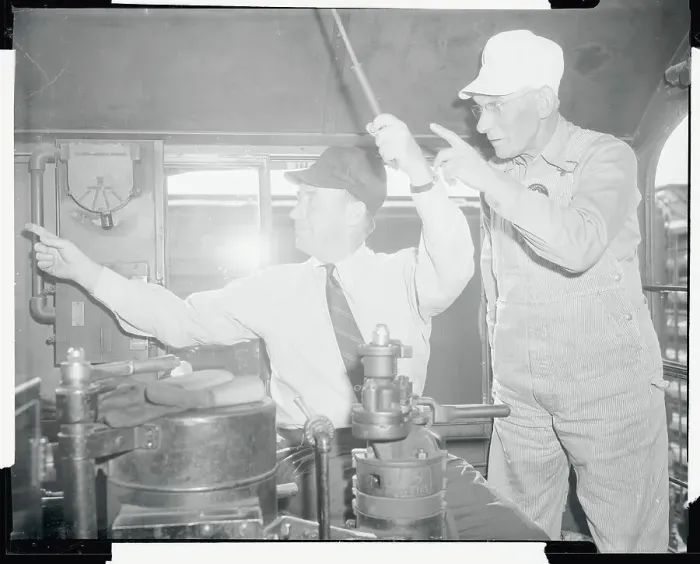 Framed Print : Adlai Stevenson at the Controls of a Switch Engine Framed Print : Adlai Stevenson at the Controls of a Switch Engine