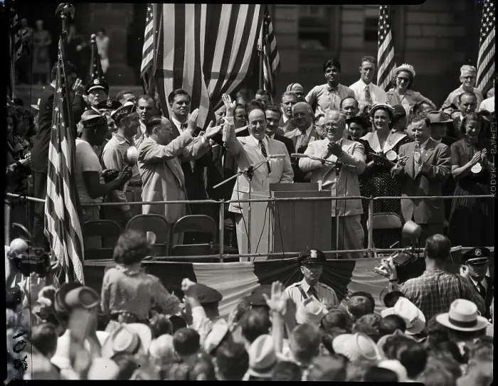 Framed Print : Adlai Stevenson and Labor Leaders at Speech Framed Print : Adlai Stevenson and Labor Leaders at Speech