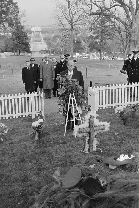 Framed Print : Adlai Stevenson Placing a Wreath Framed Print : Adlai Stevenson Placing a Wreath