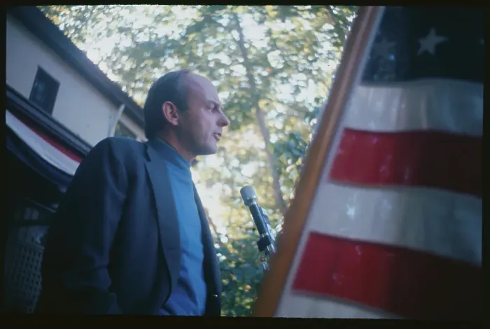Framed Print : Adlai Stevenson Speaking Outside His Home Framed Print : Adlai Stevenson Speaking Outside His Home