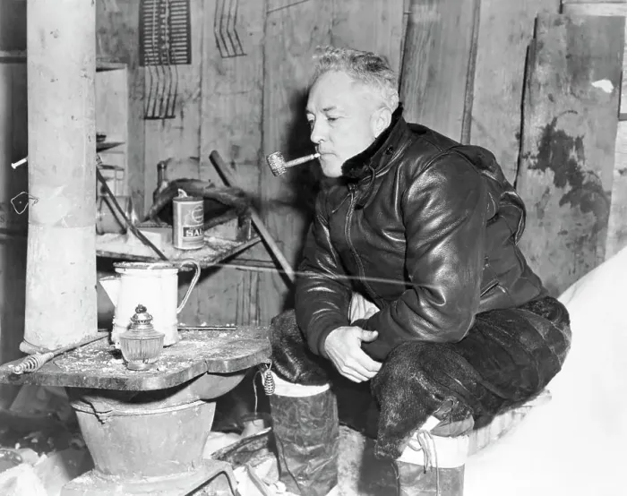 Framed Print : Admiral Byrd Relaxing During Expedition Framed Print : Admiral Byrd Relaxing During Expedition