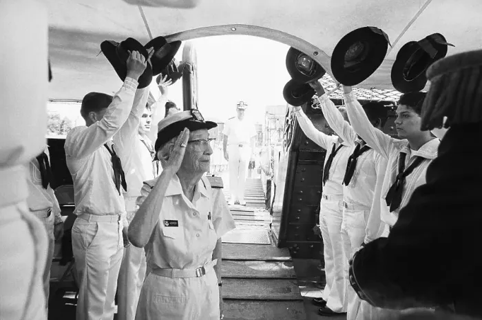 Framed Print : Admiral Grace M. Hopper Saluting Aboard Vessel Framed Print : Admiral Grace M. Hopper Saluting Aboard Vessel