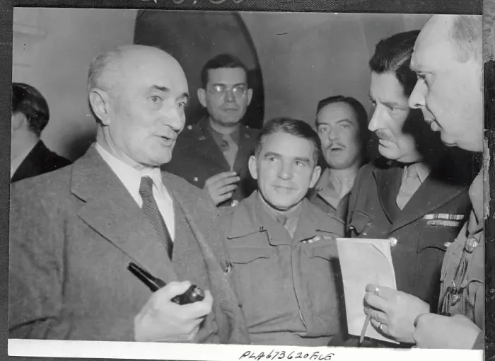 Framed Print : Admiral Jean Francois Darlan at Press Conference