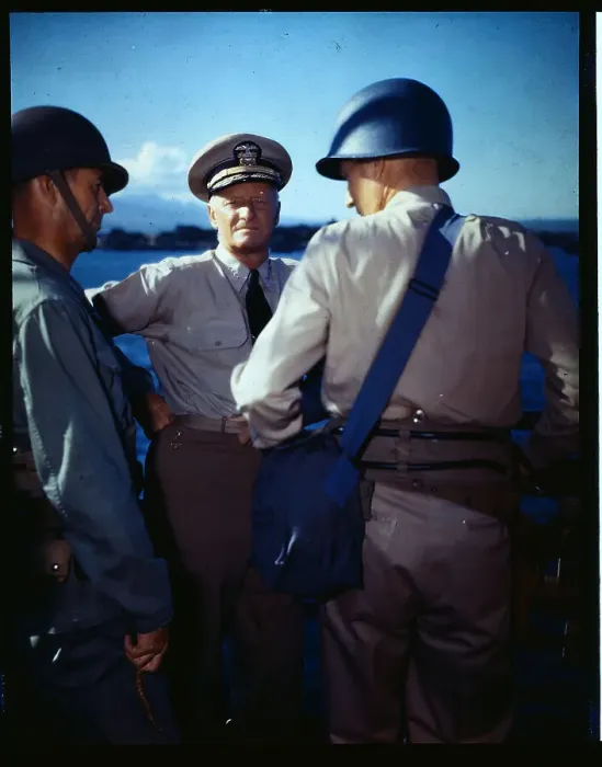 Framed Print : Admiral Nimitz at Pacific Ship Conference