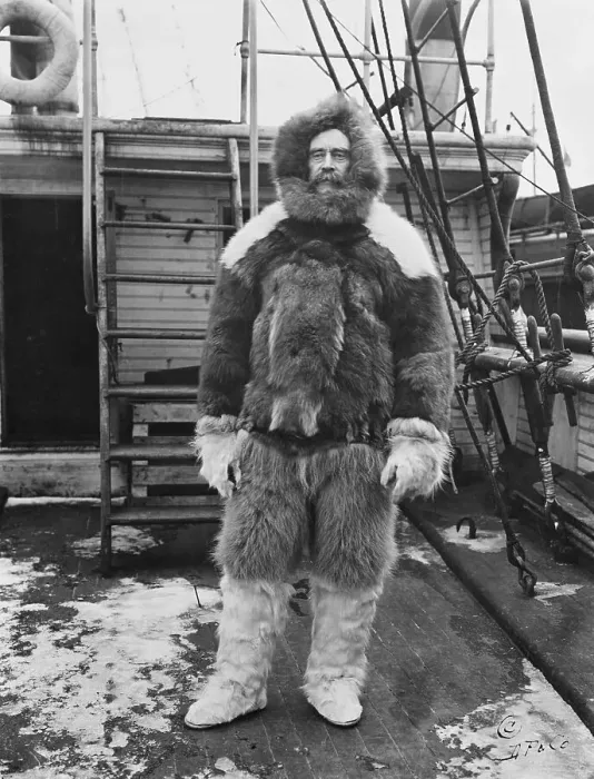Framed Print : Admiral Peary In Furs On Deck Of Ship Framed Print : Admiral Peary In Furs On Deck Of Ship