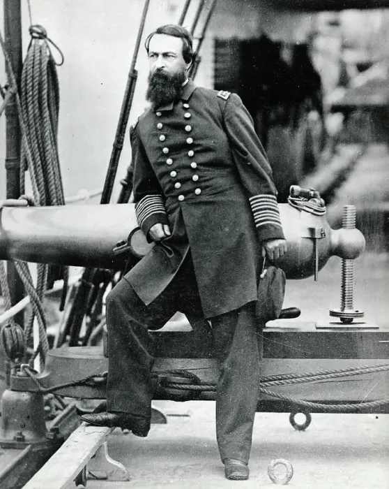 Framed Print : Admiral Porter Leaning On A Cannon Framed Print : Admiral Porter Leaning On A Cannon