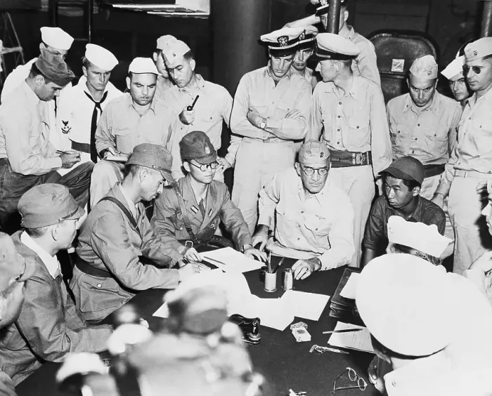 Framed Print : Admiral Sakaibara Signs Surrender Framed Print : Admiral Sakaibara Signs Surrender