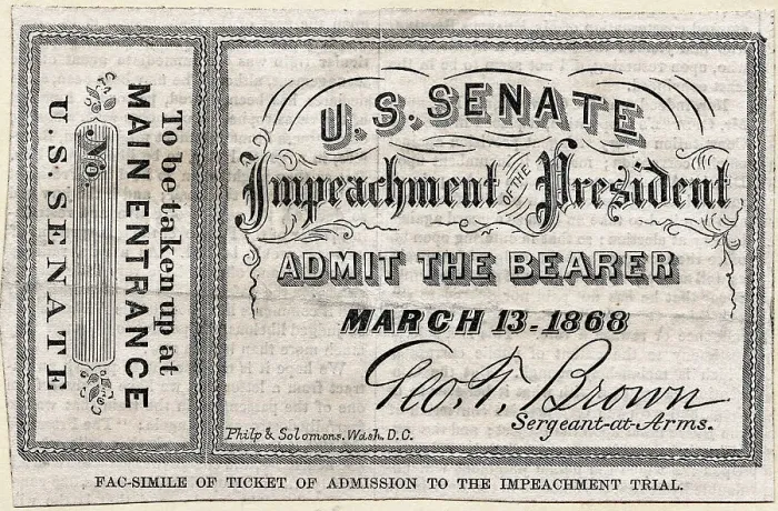 Framed Print : Admission Ticket to President Johnson's Impeachment Trial Framed Print : Admission Ticket to President Johnson's Impeachment Trial