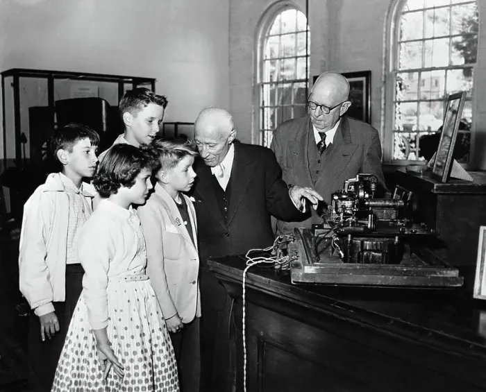 Framed Print : Adolph Zukor Demonstrating Early Motion Camera Framed Print : Adolph Zukor Demonstrating Early Motion Camera