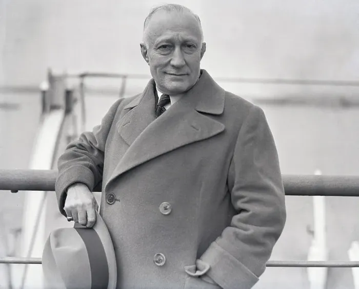 Framed Print : Adolph Zukor Leaning on Railing Framed Print : Adolph Zukor Leaning on Railing