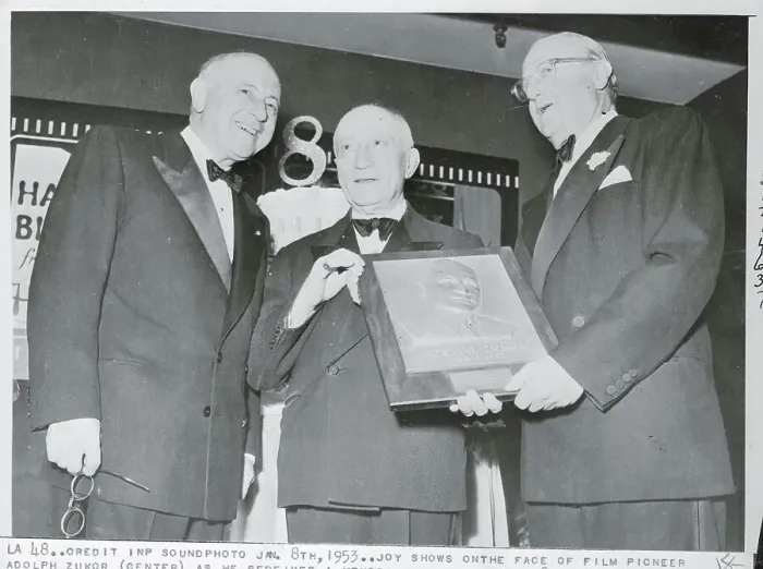 Framed Print : Adolph Zukor Receiving a Memorial Plaque Framed Print : Adolph Zukor Receiving a Memorial Plaque