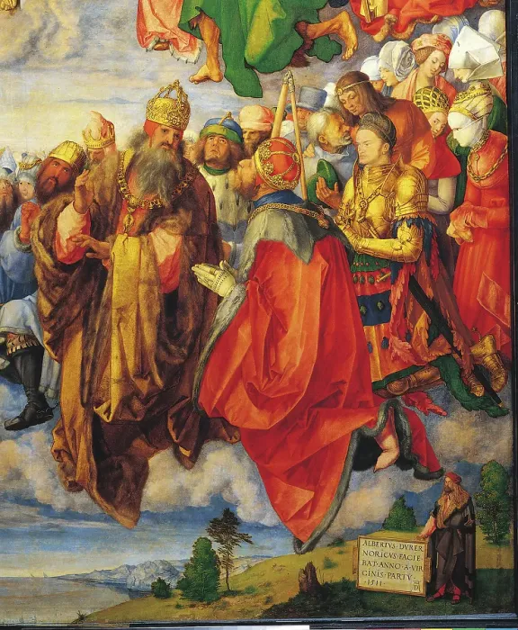 Framed Print : The Adoration of the Holy Trinity (The Landauer Altarpiece), by Albrecht Drer, 1511, 16th Century, oil on poplar panel, cm 135 x 123, 4 Framed Print : The Adoration of the Holy Trinity (The Landauer Altarpiece), by Albrecht Drer, 1511, 16th Century, oil on poplar panel, cm 135 x 123, 4