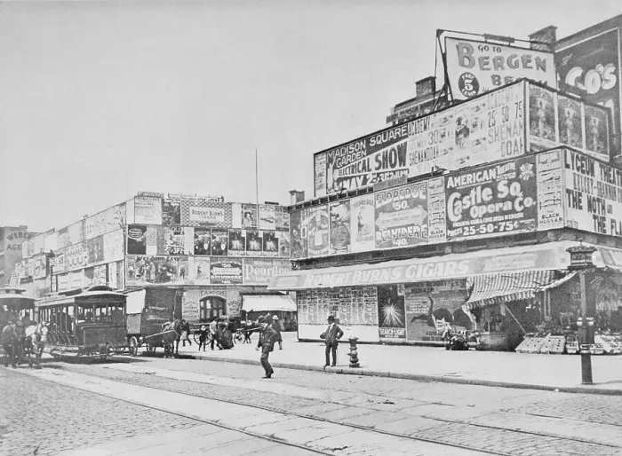 Framed Print : Advertisements in Times Square in 1900 Framed Print : Advertisements in Times Square in 1900
