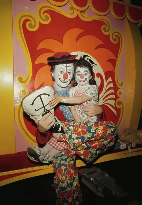 Framed Print : Adult Clown And Child Clown Framed Print : Adult Clown And Child Clown