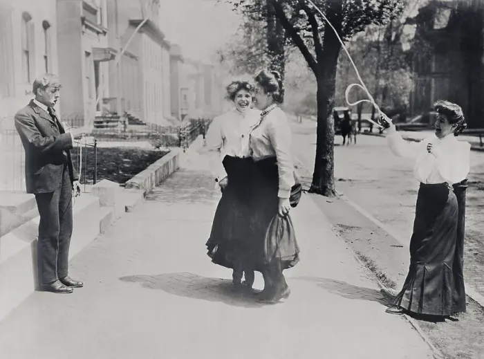 Framed Print : Adults with jumping rope in street, New York City, New York State, USA Framed Print : Adults with jumping rope in street, New York City, New York State, USA