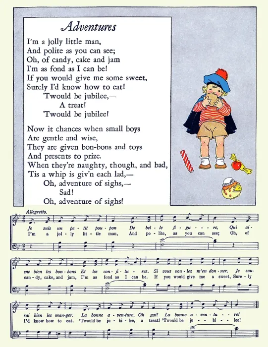 Framed Print : Adventure. Illustrated page from 'Nursery Friends