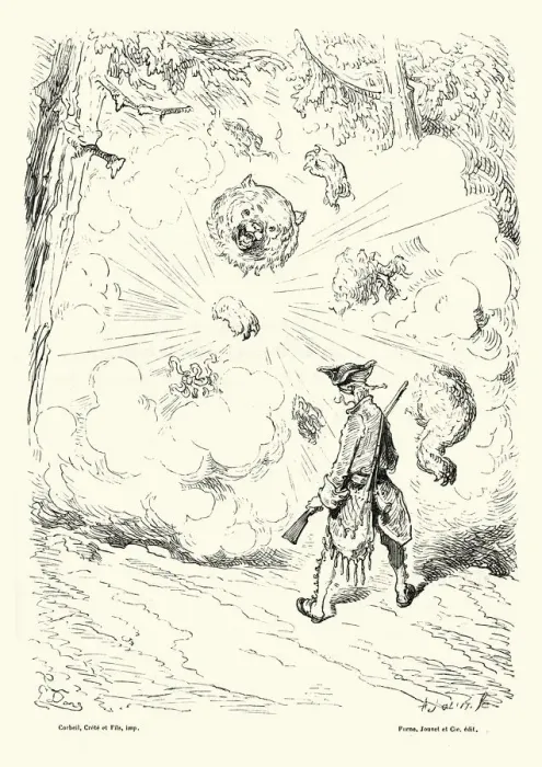 Framed Print : Adventures of Baron Munchausen - The Bear blew up Framed Print : Adventures of Baron Munchausen - The Bear blew up