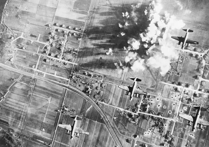 Framed Print : Aerial Bombing On Amsterdam Schipol