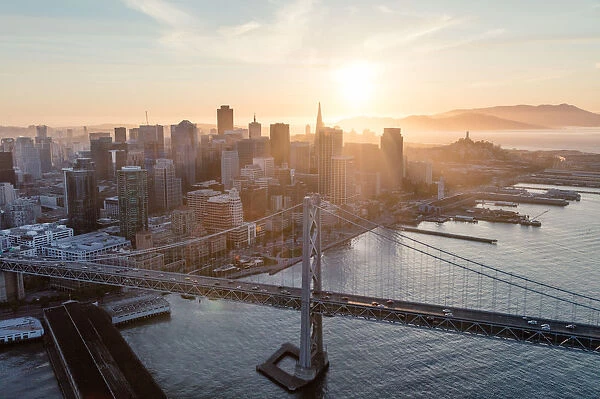 Aerial of downtown San Francisco, California, USA