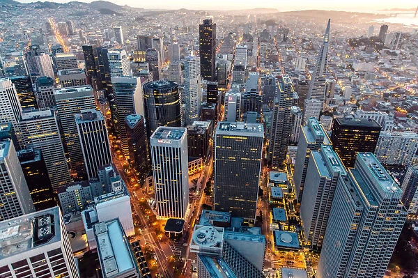Aerial of financial district, San Francisco, USA