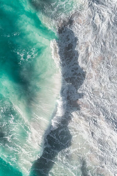 Aerial image of crashing ocean wave, Barbados