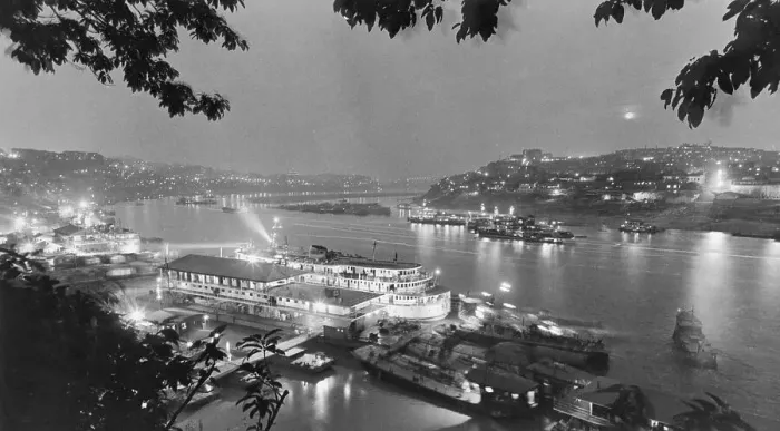 Framed Print : Aerial Night View Of Chungking Harbor Framed Print : Aerial Night View Of Chungking Harbor