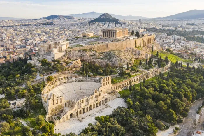 Framed Print : Aerial photo of the Acropolis and the Odeon of Herodes Atticus Framed Print : Aerial photo of the Acropolis and the Odeon of Herodes Atticus