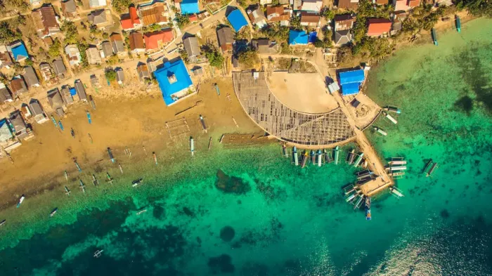 Framed Print : Aerial photo of the pier of Makasar Island near Bau-Bau, Southeast Sulawesi Framed Print : Aerial photo of the pier of Makasar Island near Bau-Bau, Southeast Sulawesi