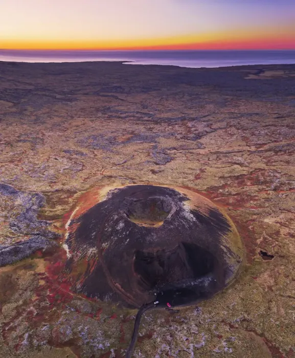 Framed Print : Aerial-Saxholl Volcanic Crater, Iceland Framed Print : Aerial-Saxholl Volcanic Crater, Iceland