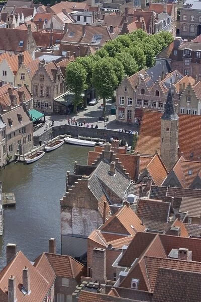 The aerial street view of Old Town Bruges