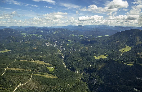 Aerial view, Alpine landscape, Naturpark Otscher-Tormauer, Mitterbach-Seerotte, Lower Austria, Austria