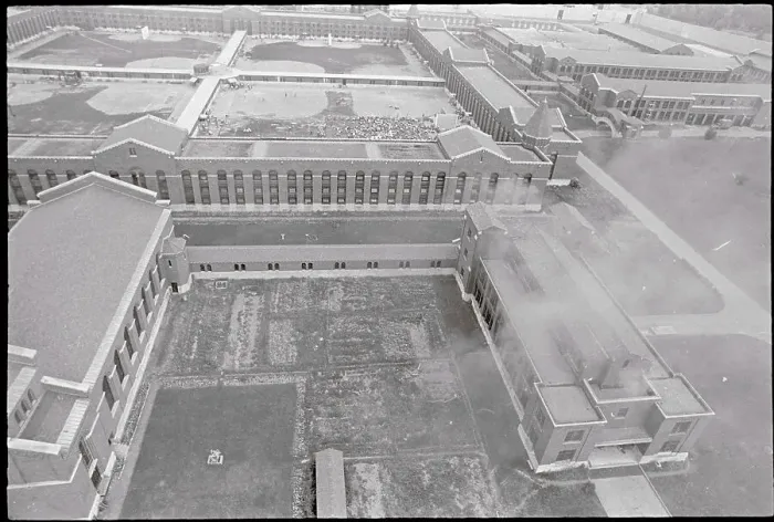 Framed Print : Aerial View of Attica Prison During Riots Framed Print : Aerial View of Attica Prison During Riots