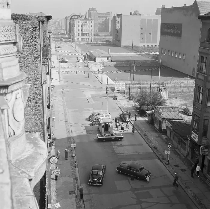 Framed Print : Aerial View of Checkpoint Charlie Framed Print : Aerial View of Checkpoint Charlie