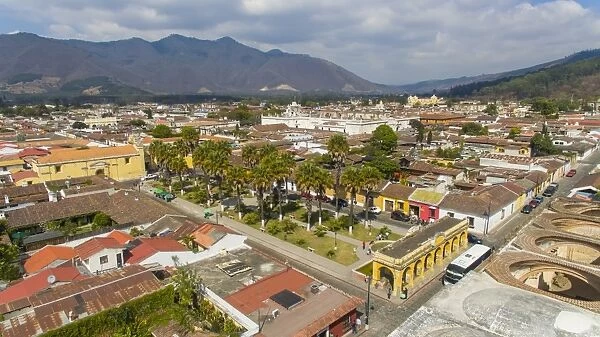 Aerial view at the city of Antigua, Guatemala