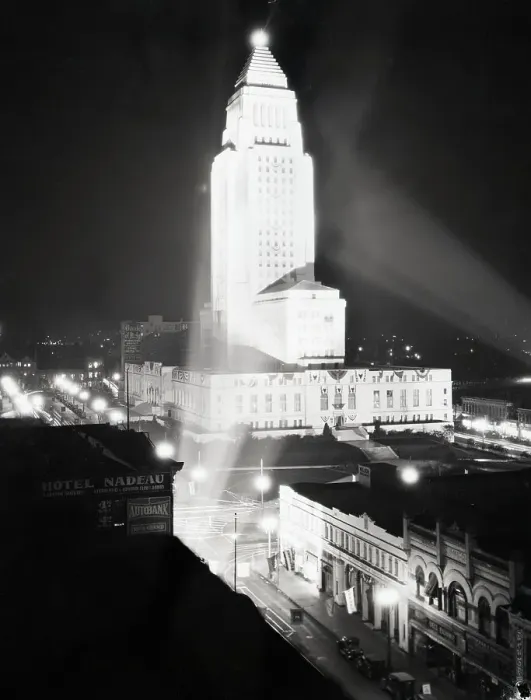 Framed Print : Aerial View Of City Hall At Night Framed Print : Aerial View Of City Hall At Night